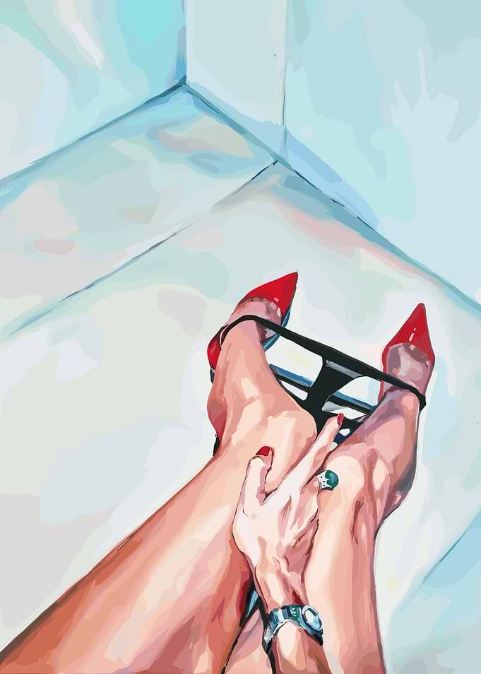Legs in Red Heels and Lingerie