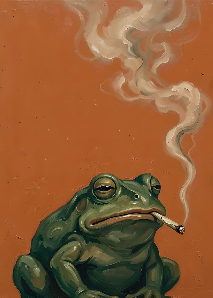 Frog smoking a cigarette