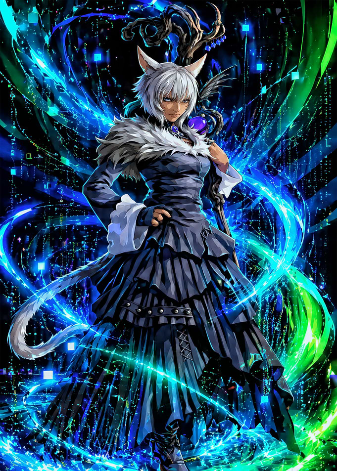 Mysterious Cat-like Sorceress with Staff