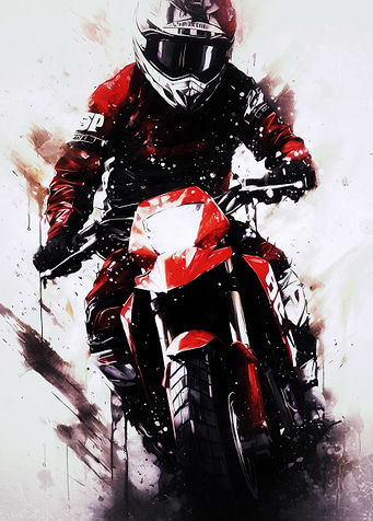 Motorcyclist in Red Gear