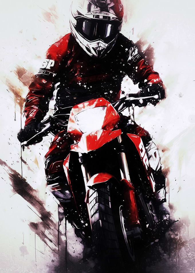 Motorcyclist in Red Gear