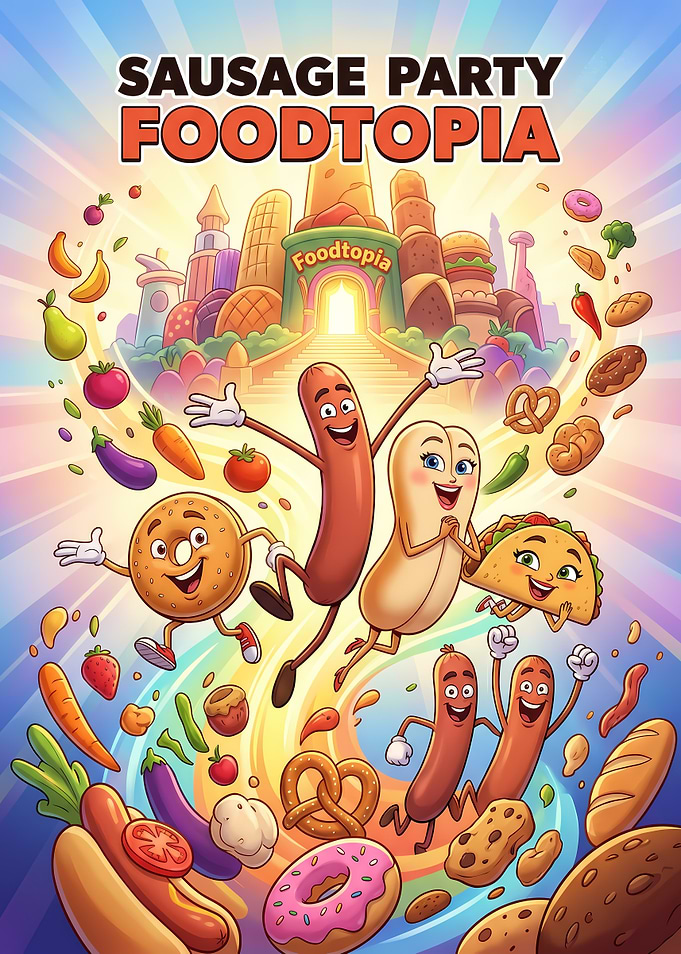 Sausage Party Foodtopia Characters and Food