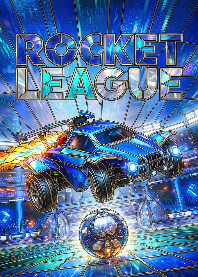 Rocket League Stained Glass Art