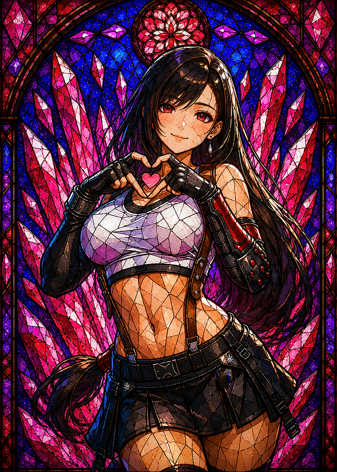 Tifa Lockhart Stained Glass Heart