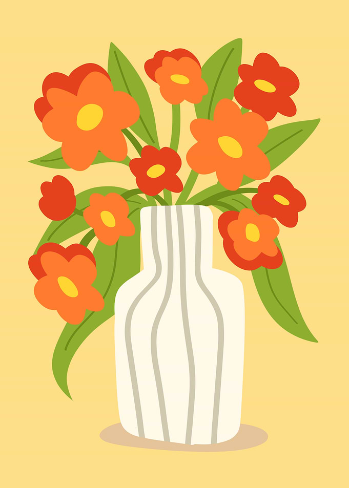 Vase of Orange Flowers