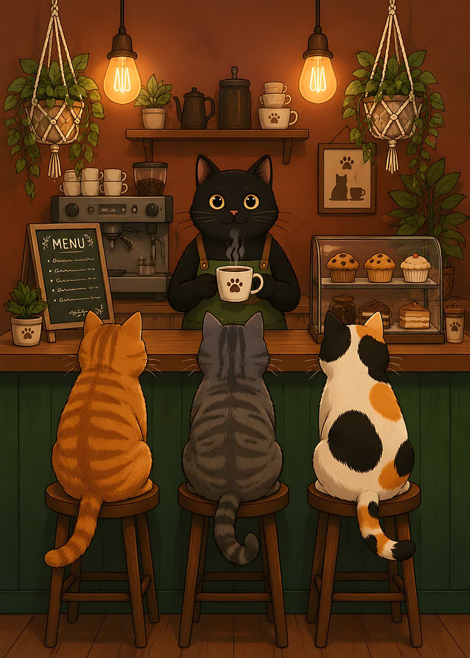 Cats at a Coffee Shop