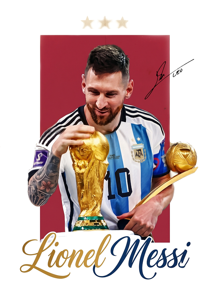 Lionel Messi with World Cup Trophy