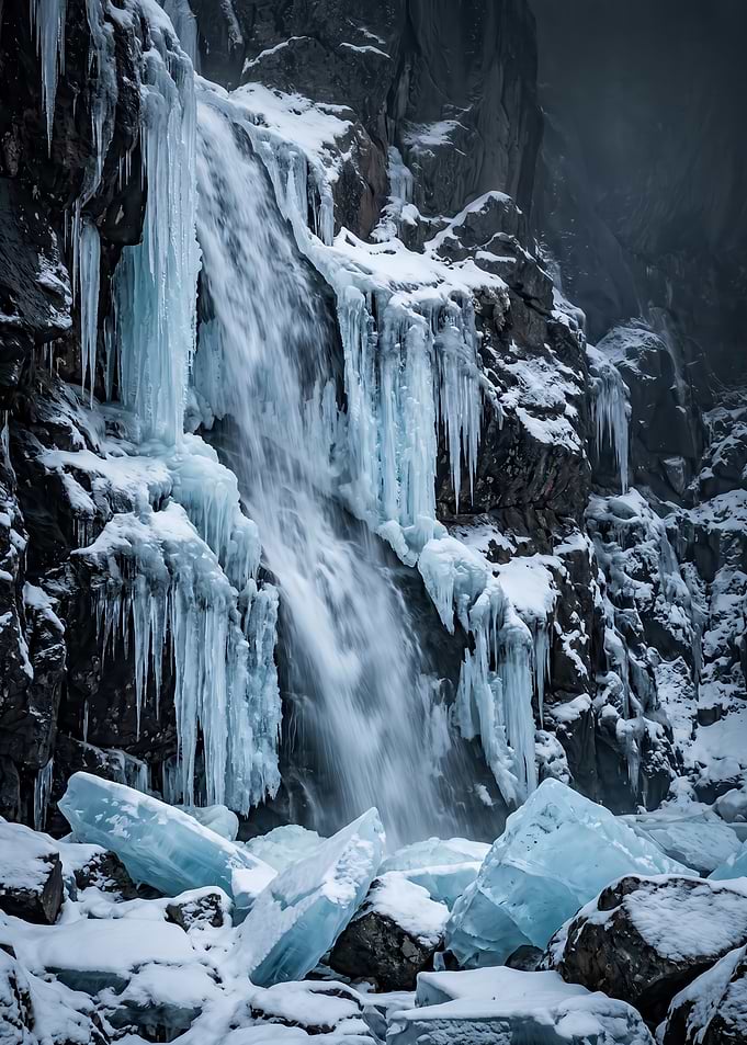 Frozen Waterfall in Winter