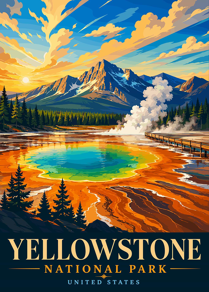 Yellowstone National Park Vintage Poster