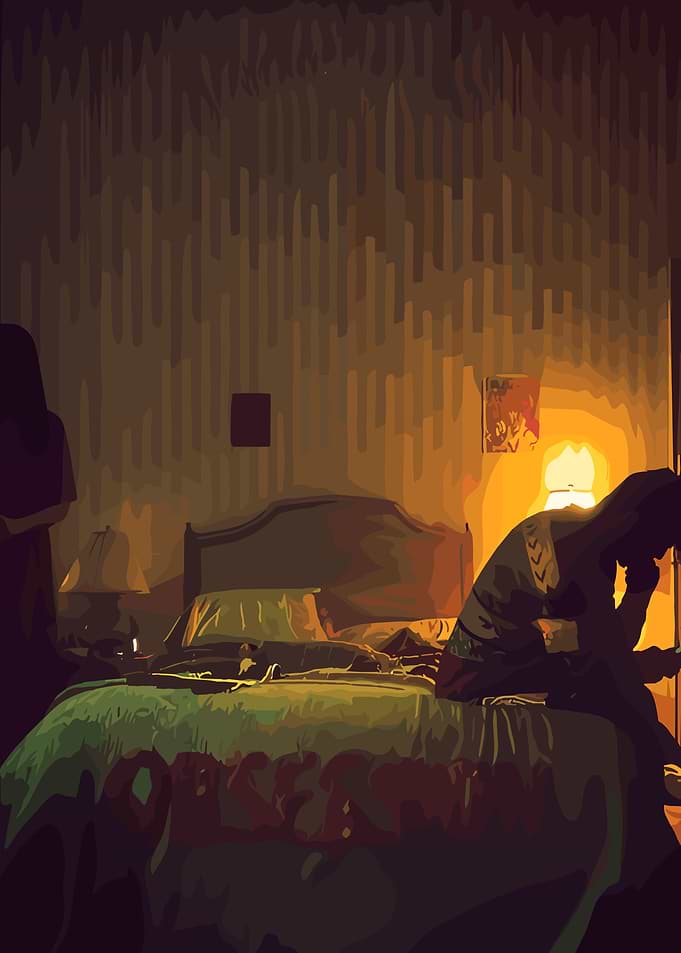 Person in distress on a bed