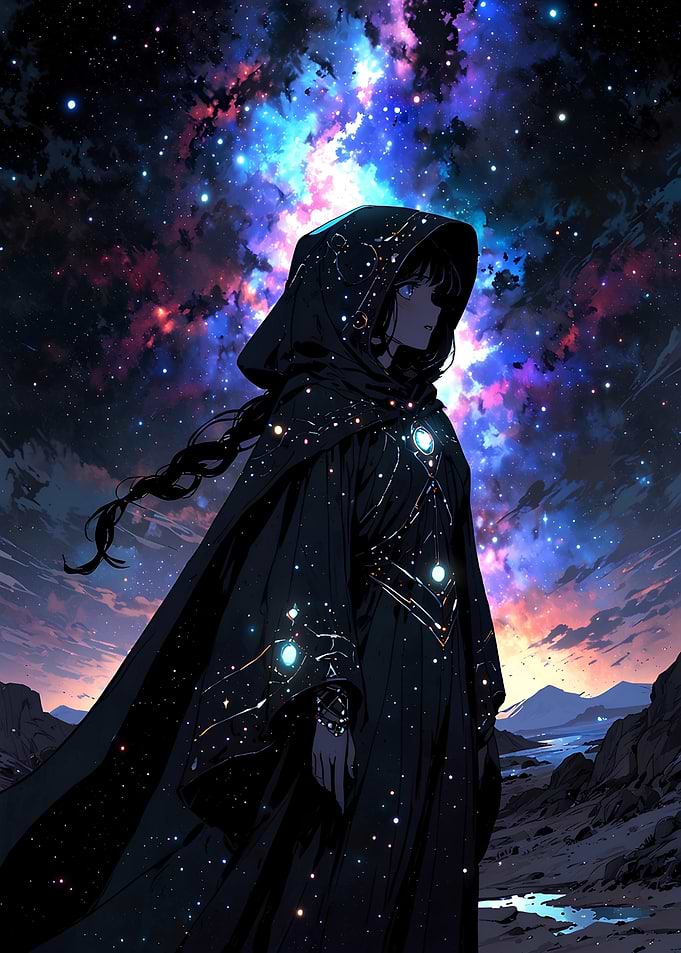 Cosmic Sorceress in a Starry Robe