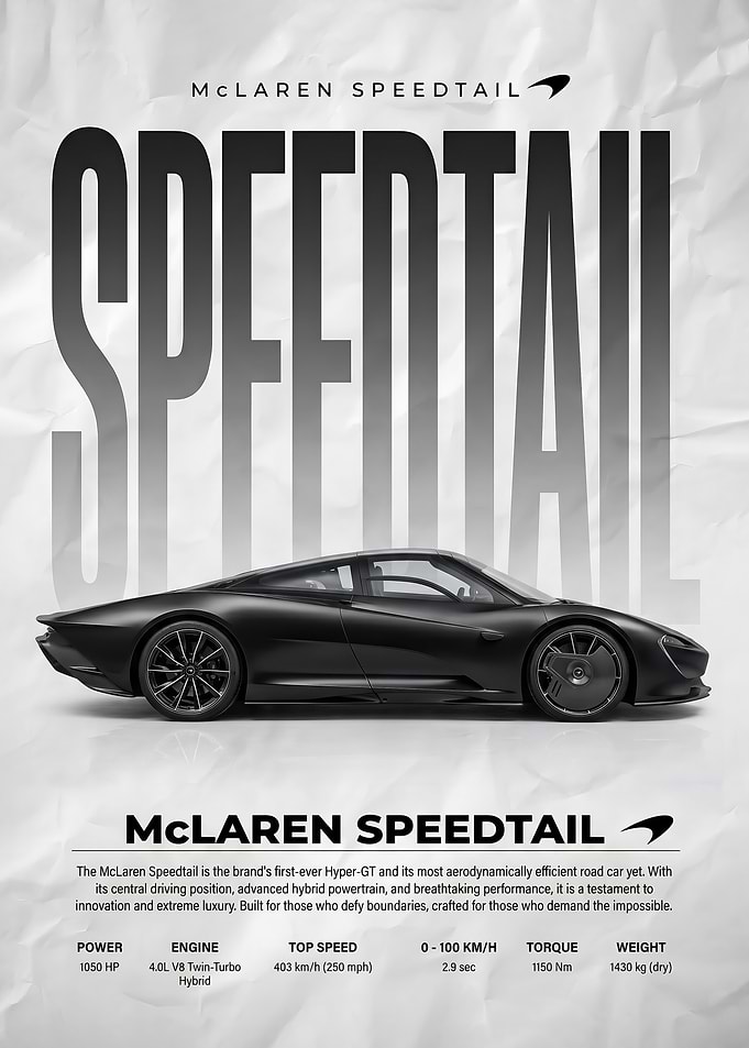 sleek black McLaren Speedtail Hyper GT poster