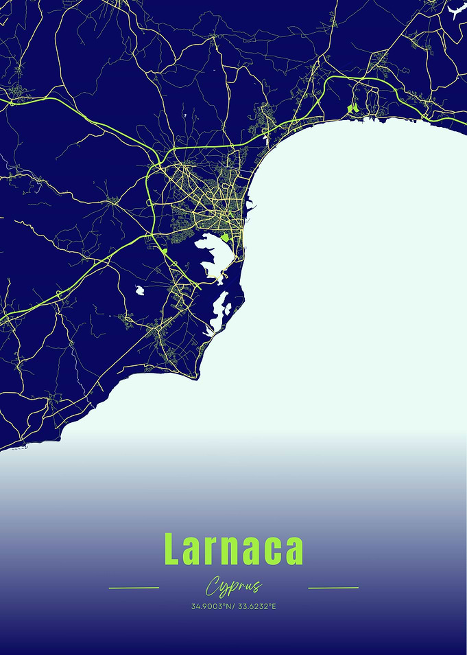 Larnaca Cyprus Map Art