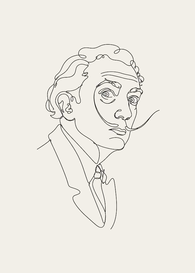 Salvador Dali Line Art Portrait