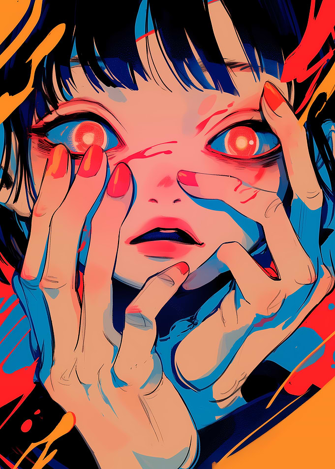 Anime Girl with Red Eyes