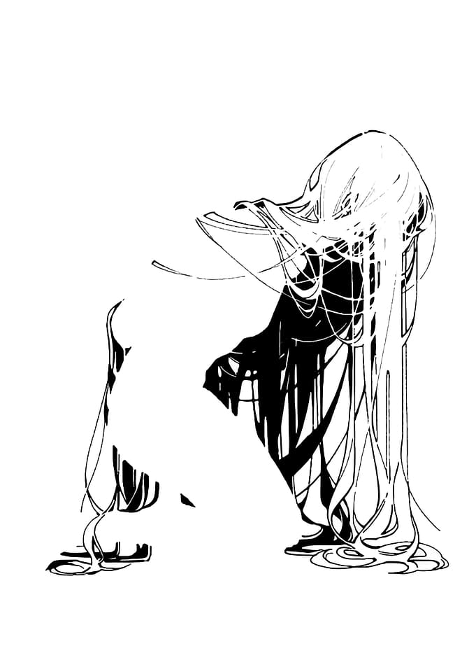 Abstract Anime Character with Flowing Hair