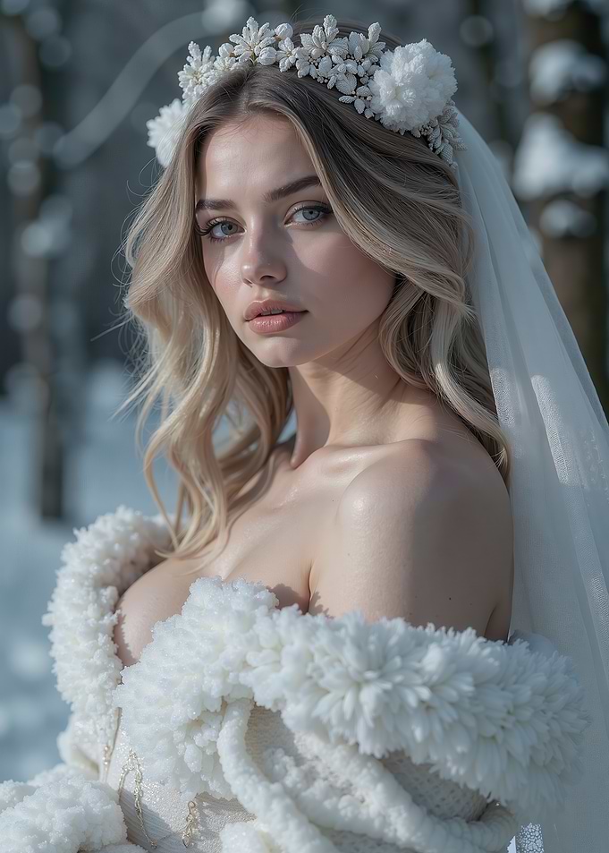 Winter Bride in Floral Crown