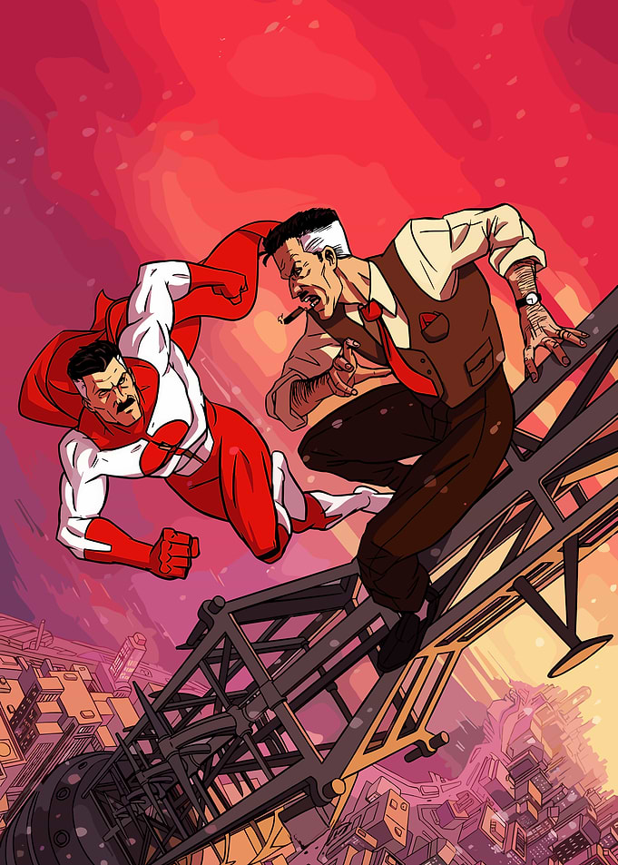 Invincible and Omni-Man Fight