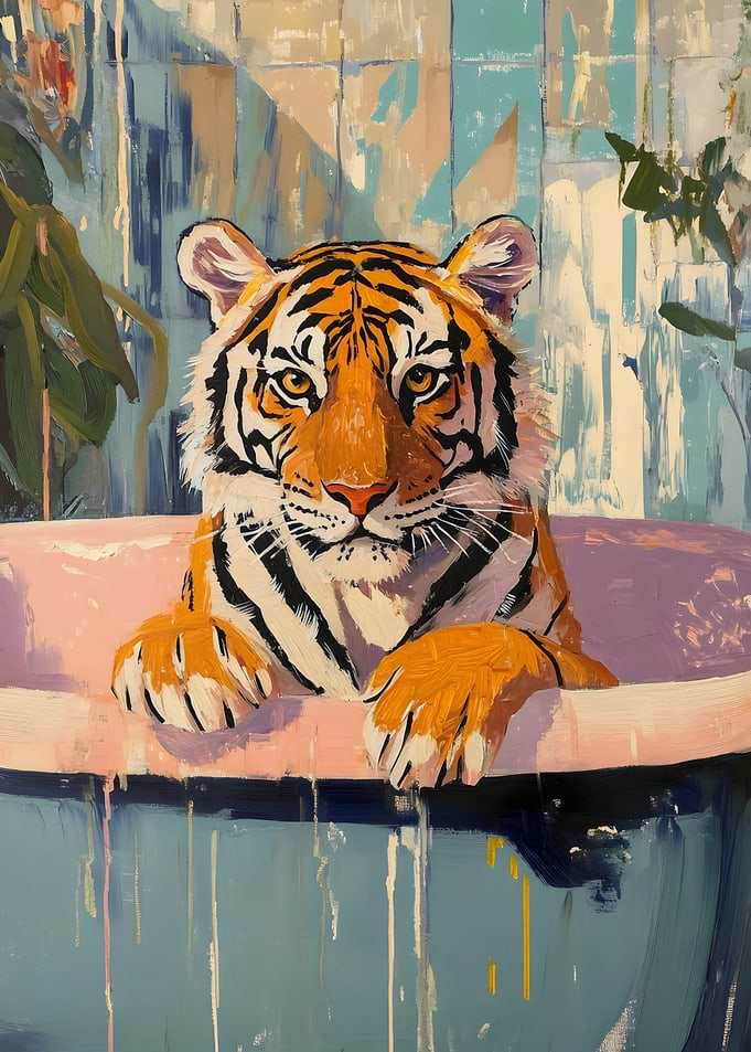 Tiger in a Bathtub Painting