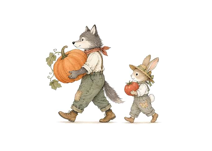 Wolf and Rabbit with Harvest