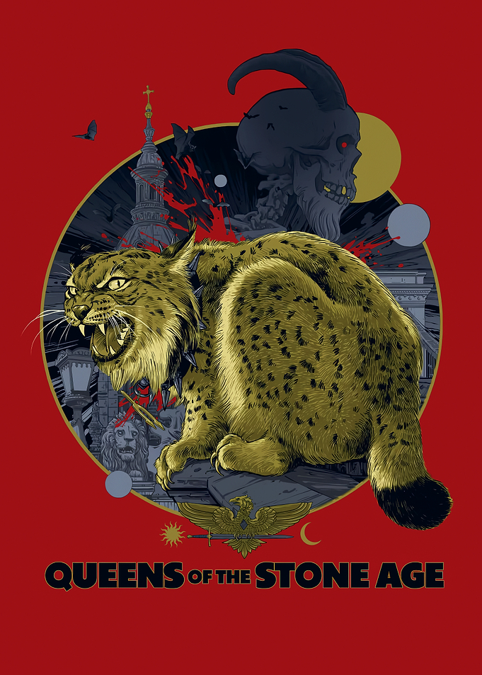 Queens of the Stone Age Bobcat Skull Art