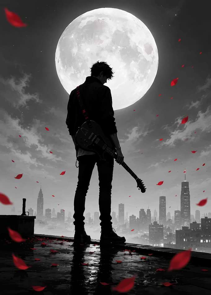 Guitarist Under the Moon