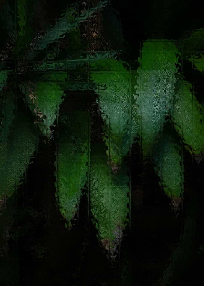 Green leaves with textured overlay