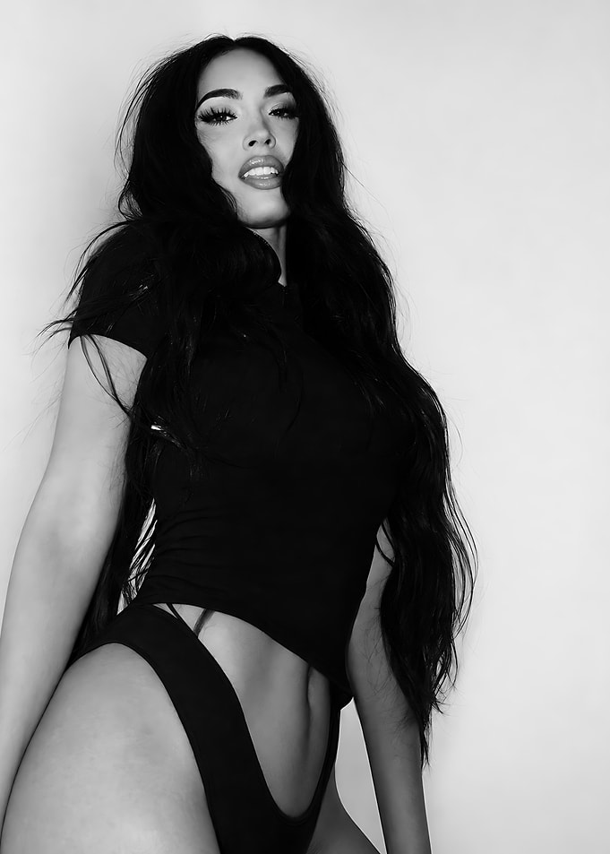 Megan Fox Black and White Fashion Portrait