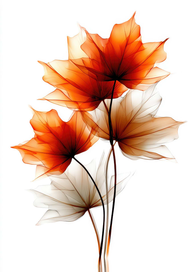 Transparent Orange Maple Leaves
