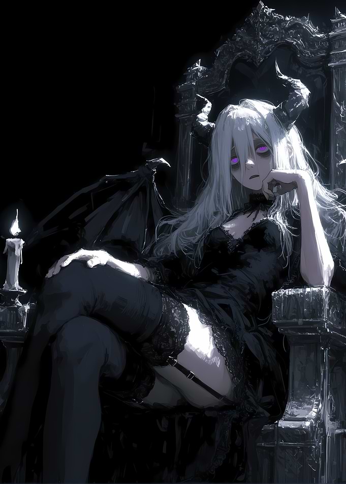 Gothic Demon Queen on Throne