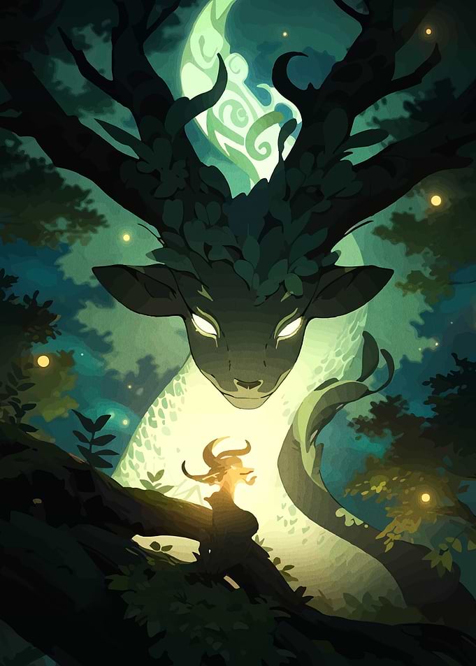 Mystical Forest Spirit and Fawn