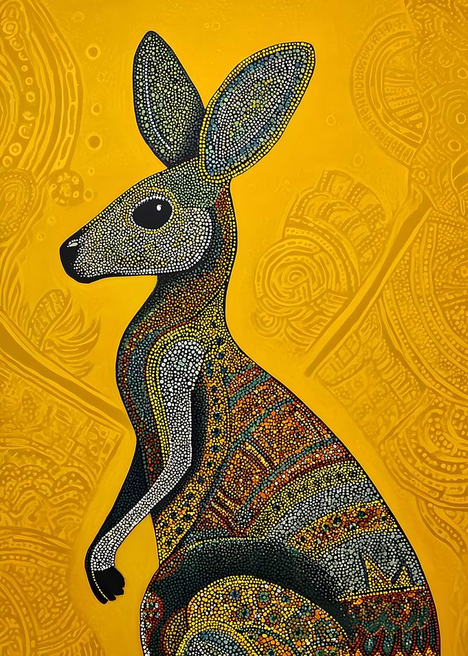 Australian Aboriginal Dot Art Kangaroo Painting