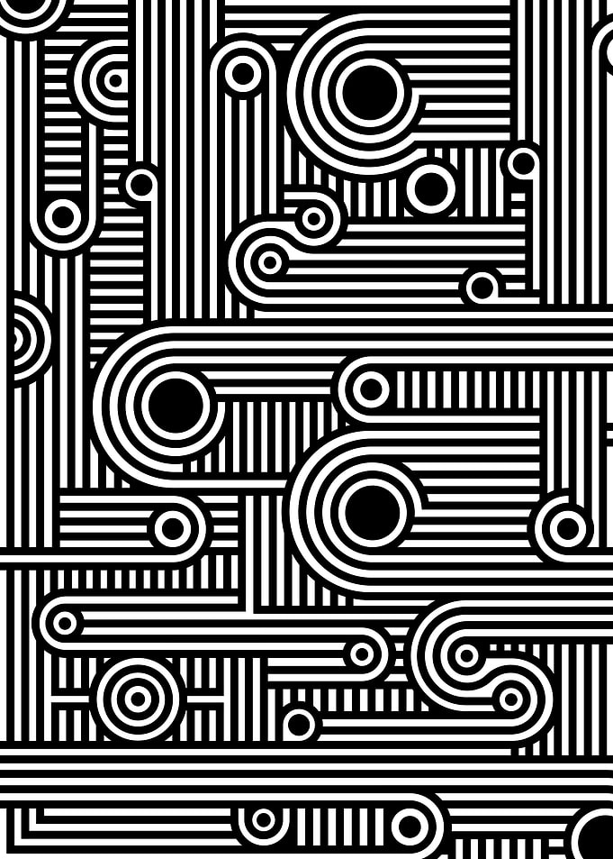 Black and White Retro Geometric Pattern