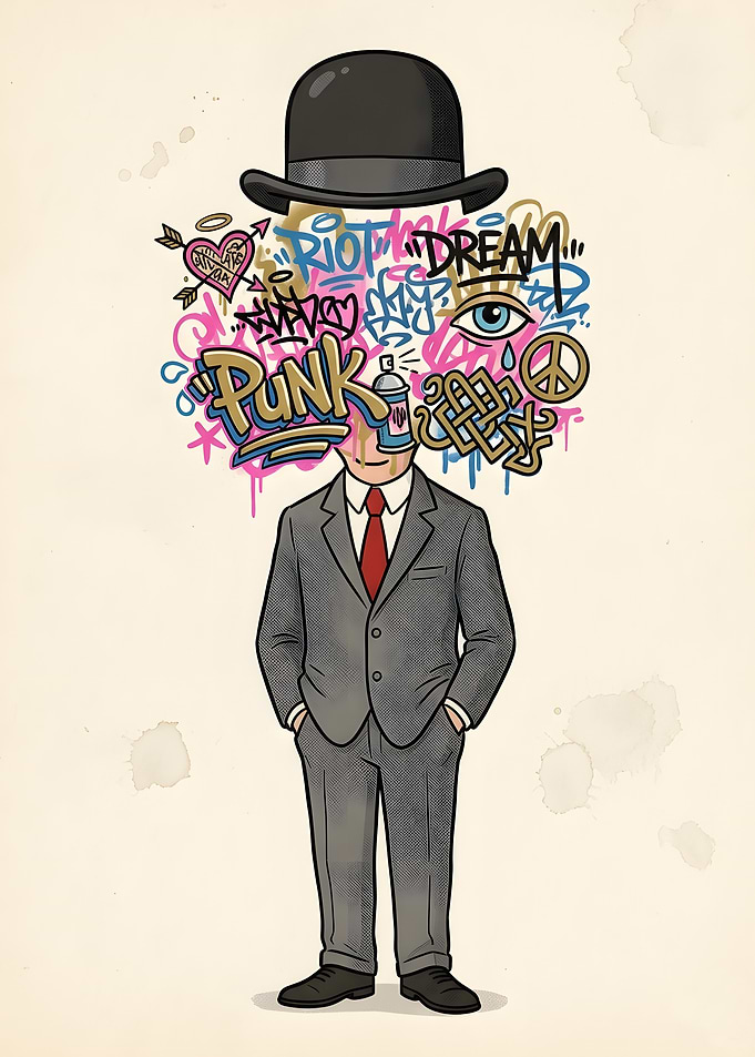 Son of Man with Graffiti Head