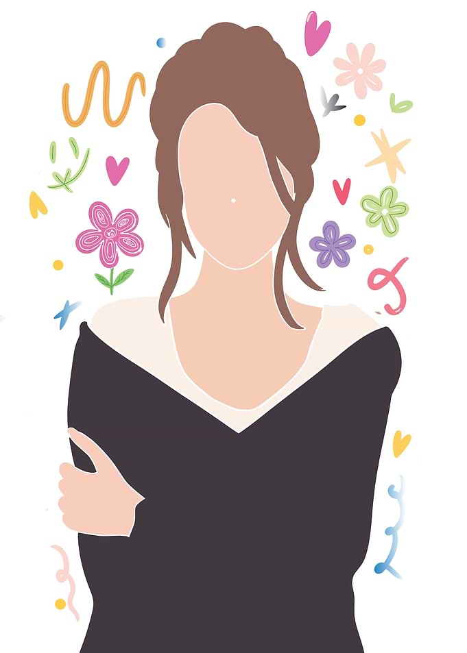Faceless Woman with Floral Decorations