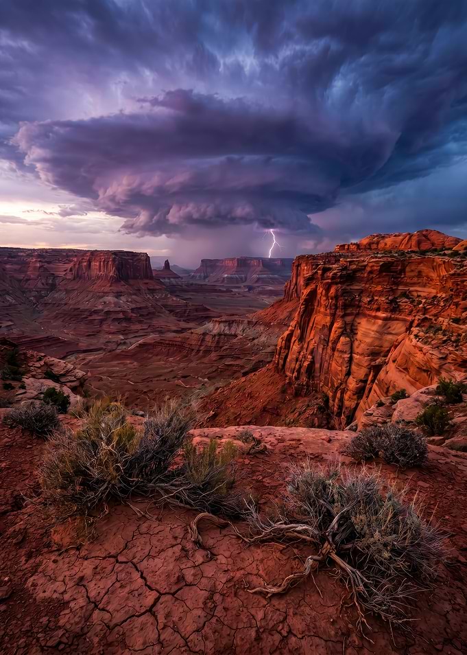 Stormy Canyon Landscape at Sunset