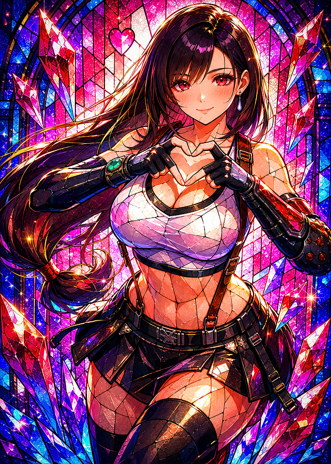 Tifa Lockhart Heart Pose Stained Glass
