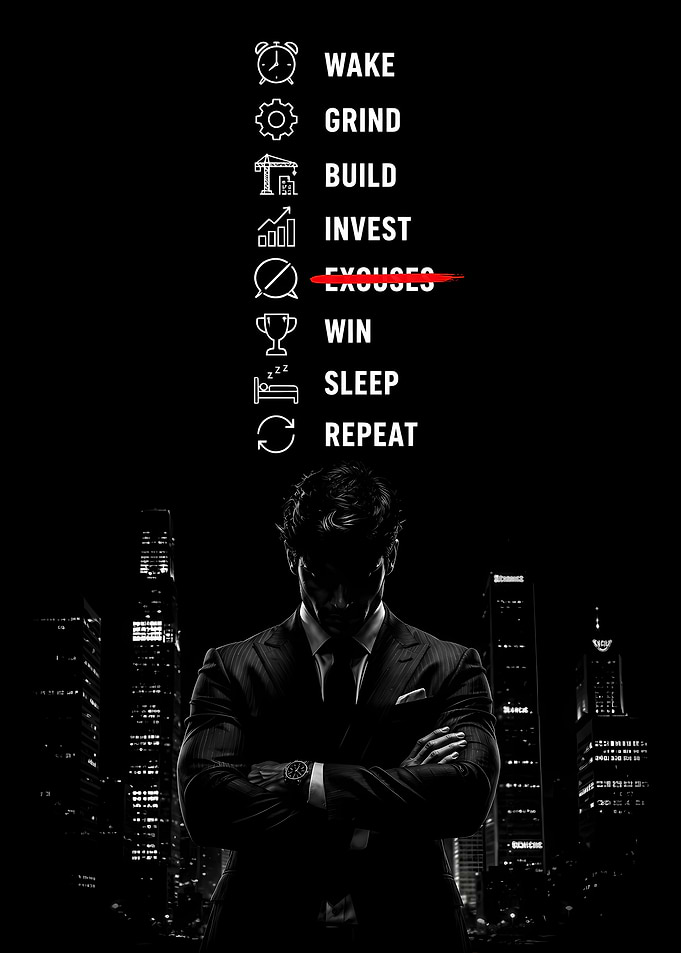 Motivational Business Man with Cityscape
