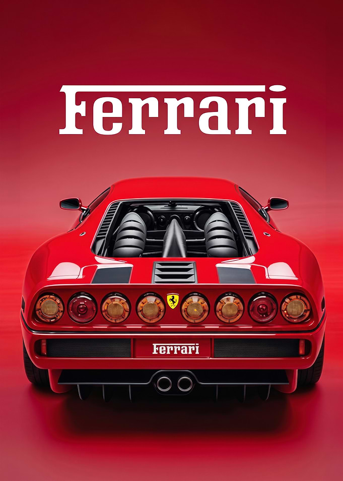 Red Ferrari Car Rear View