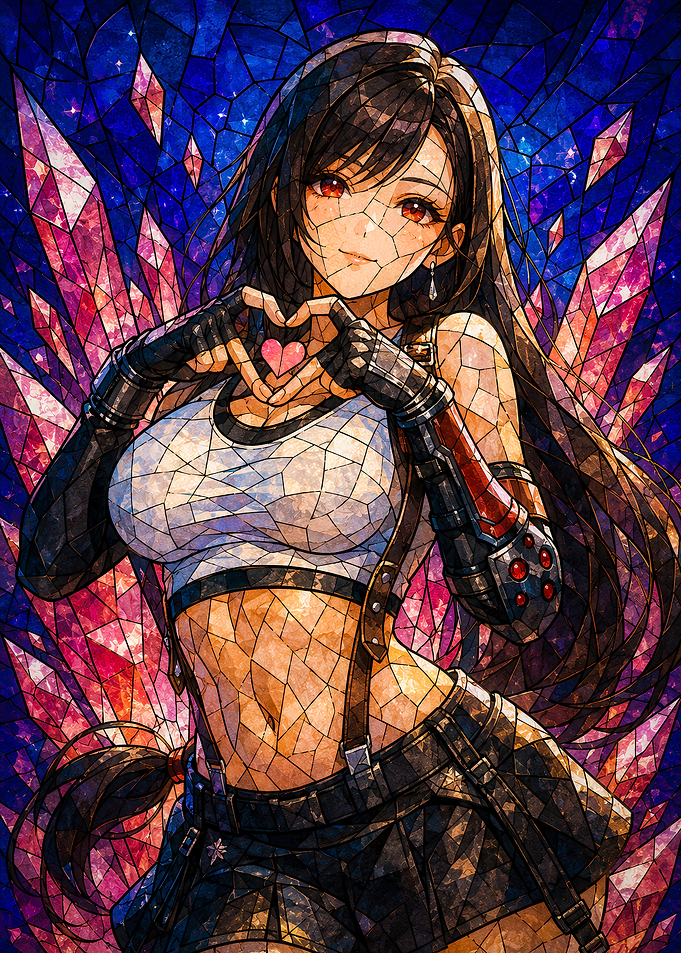 Tifa Lockhart Stained Glass Heart