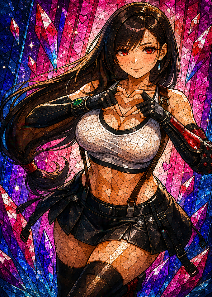 Tifa Lockhart Stained Glass Anime Art