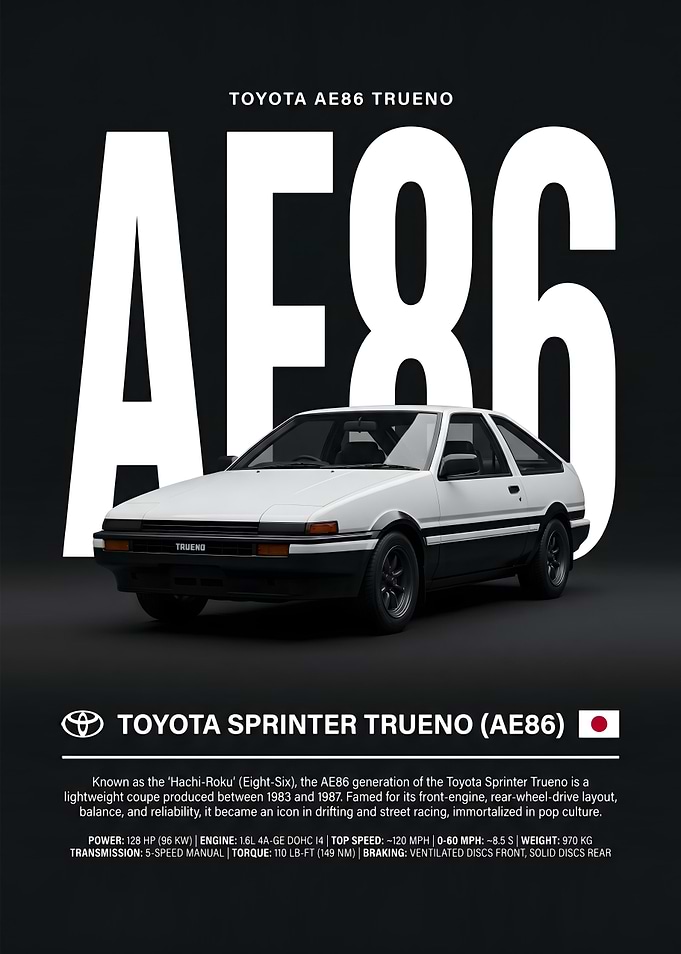 Toyota AE86 Sprinter Trueno Poster