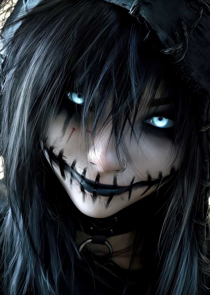 Goth Doll with Stitched Mouth