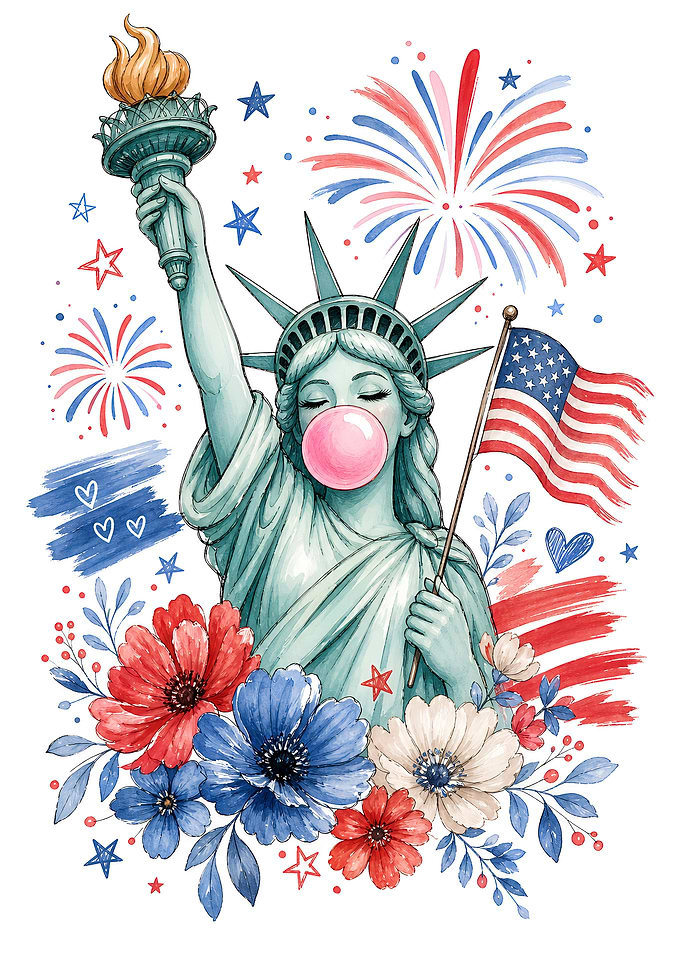 Statue of Liberty Blowing Bubble Gum USA