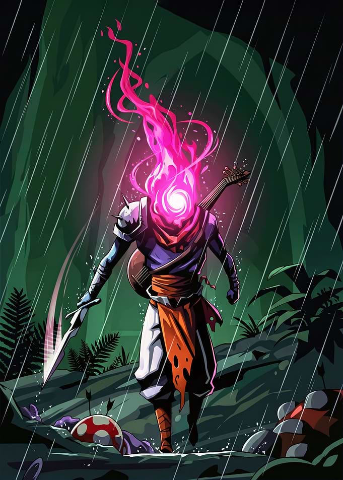 Dead Cells Character in Rain