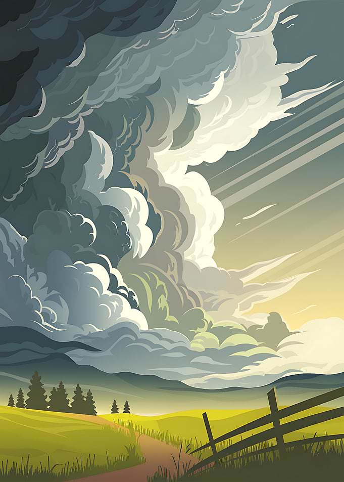 Stormy Sky Over Rural Landscape