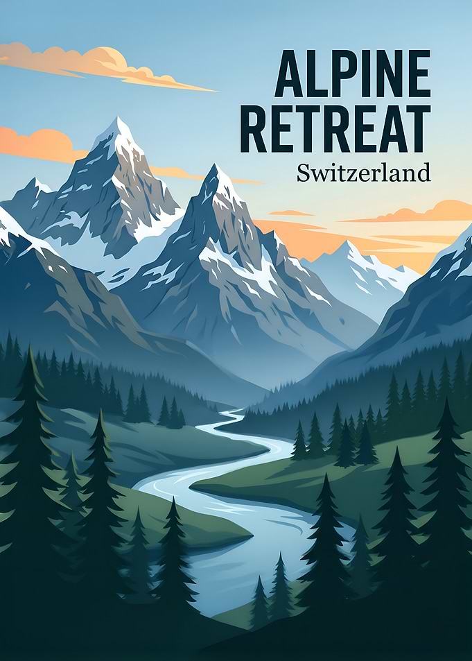 Switzerland Alpine Retreat Mountain Poster