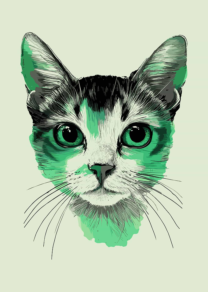 Green Eyed Cat Portrait