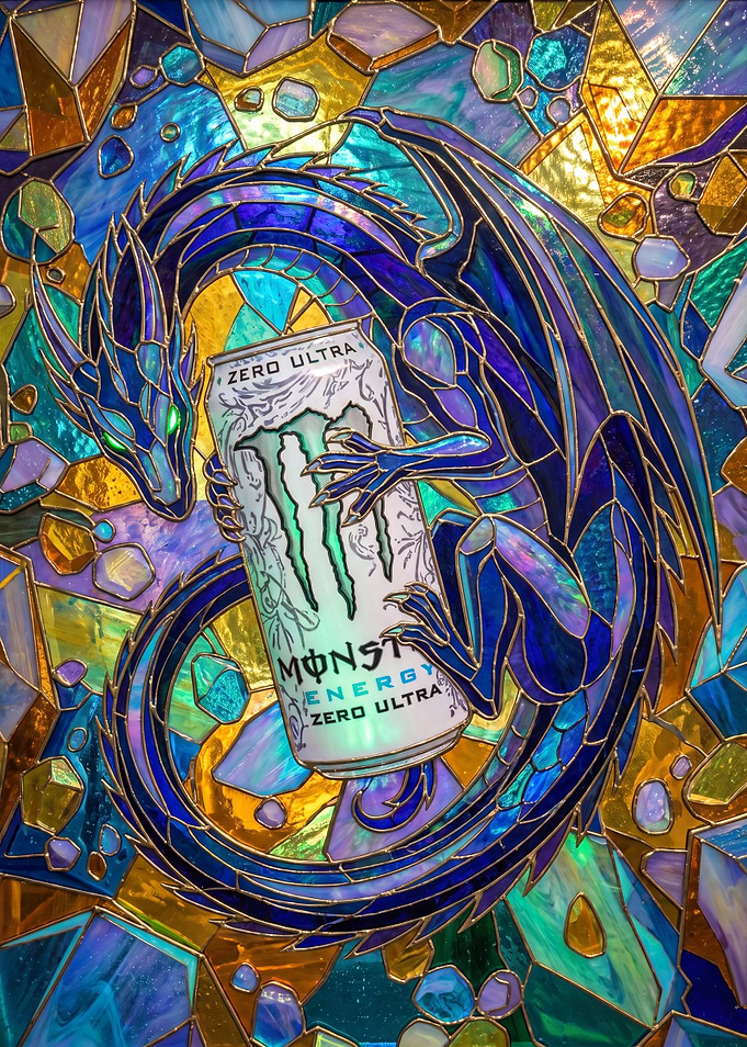 Dragon Holding Monster Energy Can