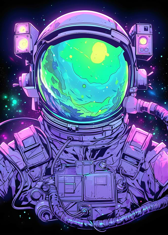 Astronaut in Neon Space